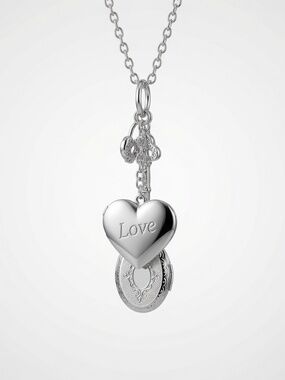 NWT Sterling Silver-Filled Love Charm Locket Necklace